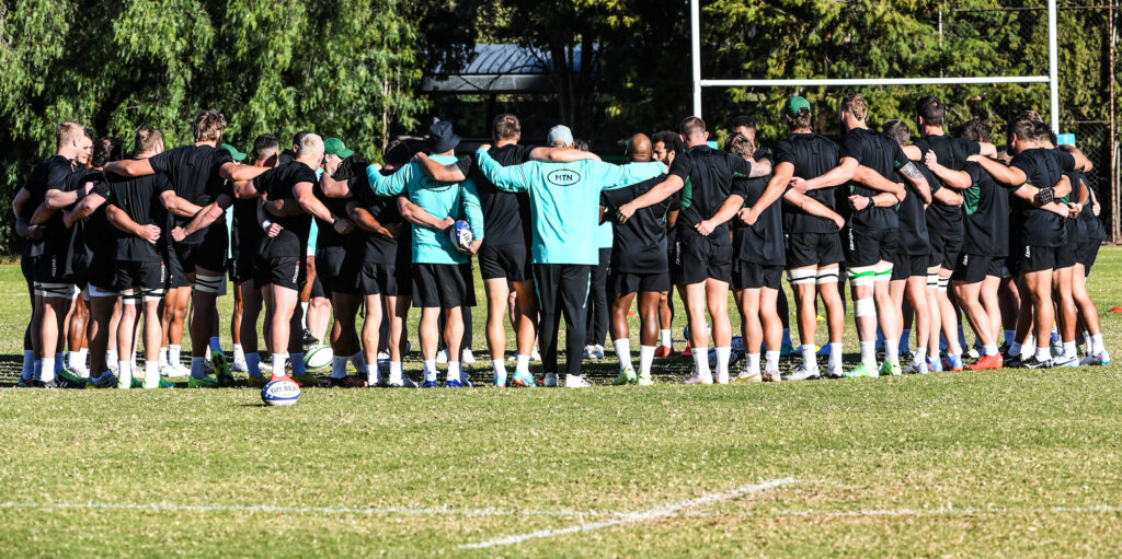Springboks squad in a huddle during training camp in Pretoria Photo SA Rugby website