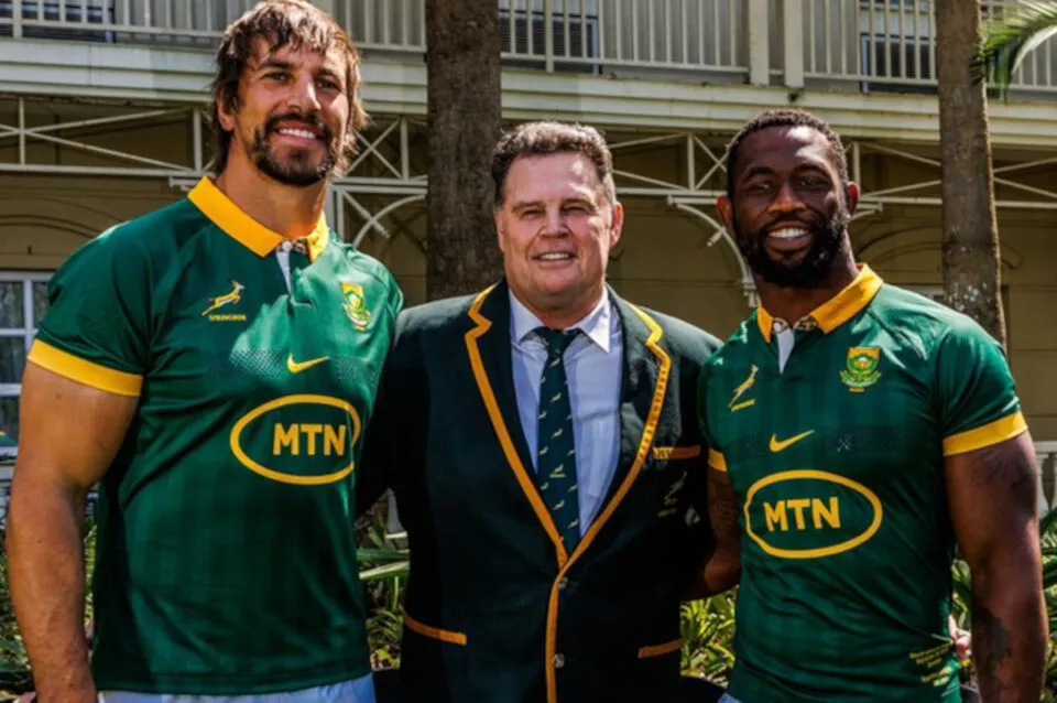 Eben Etzebeth, Rassie Erasmus en Siya Kolisi.