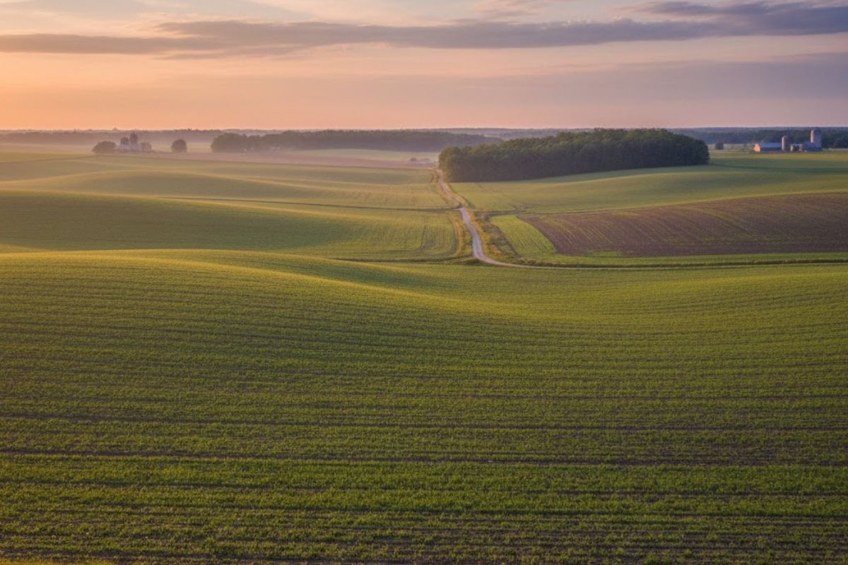 Beeld van plaas met Landerye