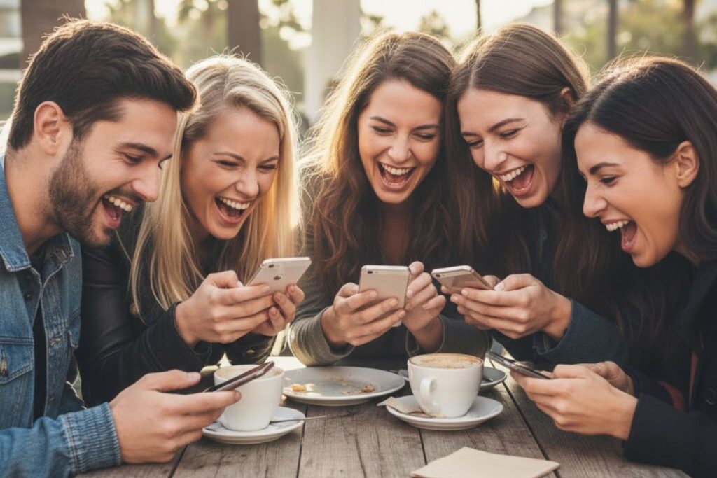 Mense rondom n tafel besig om die smaakmakers te geniet.