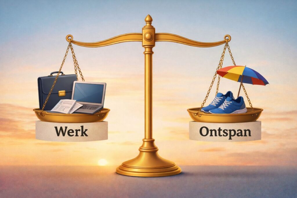 'n Skaal wat wys die balans van werk en ontspan.